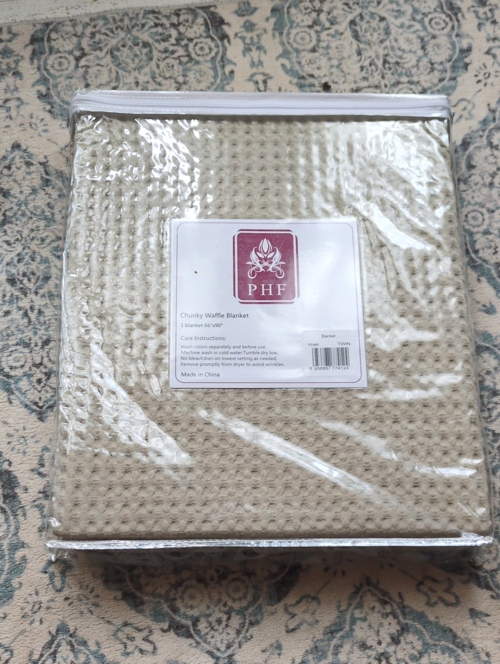 Chunky Waffle Blanket - khaki